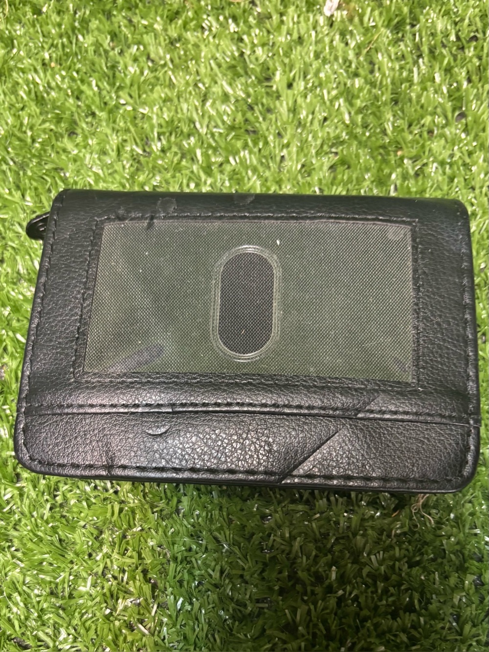 Black Leather Lock Wallet with ID Window